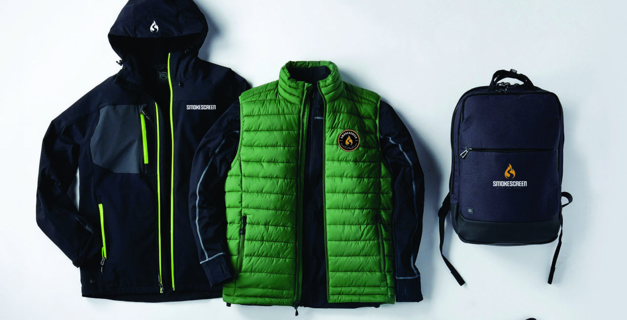 Clothing with Smokescreen corporate branding
